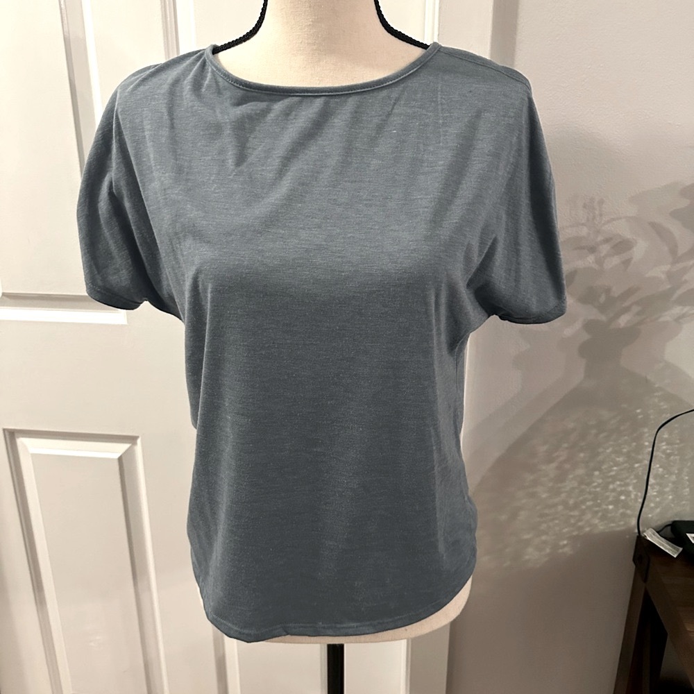 Women's Blue Top with Shoulder Slits
